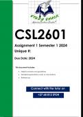 CSL2601 Assignment 1 (QUALITY ANSWERS) Semester 1 2024
