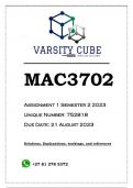 MAC3702 Assignment 1 (ANSWERS) Semester 2 2023 - DISTINCTION GUARANTEED