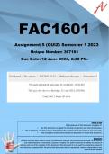 FAC1601 Assignment 5 (WORKINGS & ANSWERS) Semester 1 2023 (367161) -   DUE 12 June 2023