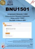 BNU1501 Assignment 2 (COMPLETE ANSWERS) Semester 1 2024 (155297) - DUE 18 March 2024