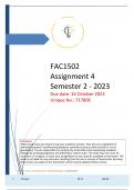 FAC1502 Assignment 4 (Semester 2) 2023 RELIABLE QUIZ ANSWERS