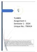 TLI4801 Assignment 1 2024 [Unique No.: 790414]