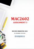 MAC2602 Assignment 3 Second Semester 2023