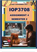 IOP3708 Assignment  4 (COMPLETE ANSWERS) Semester 2 2023 - DUE 9 NOVEMBER 2023