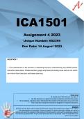 ICA1501 Assignment 4 (COMPLETE ANSWERS) 2023 (652399) - DUE 14 August 2023