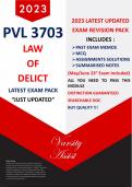 Pvl3703-(Law of  Delict) "2023" (This is the latest pack updated 2023) Past Memos (Inc. May/June 2023' Exam ) Assignment Solutions/Notes/Mcq (Buy Quality!!)Searchable doc
