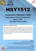 HSY1512 Assignment 1 (COMPLETE ANSWERS) Semester 1 2024  - DUE 20 March 2024