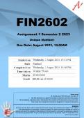 FIN2602 Assignment 1 (COMPLETE ANSWERS) Semester 2 2023 - DUE 21 August 2023