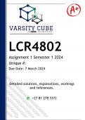 LCR4802 Assignment 1 (DETAILED ANSWERS) Semester 1 2024  - DISTINCTION GUARANTEED 