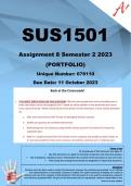 SUS1501 Assignment 8 PORTFOLIO (COMPLETE ANSWERS) Semester 2 2023 (678110) - DUE 11 October 2023
