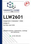 LLW2601 Assignment 2 (DETAILED ANSWERS) Semester 1 2024 - DISTINCTION GUARANTEED
