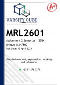 MRL2601 Assignment 2 (DETAILED ANSWERS) Semester 1 2024 (347800) - DISTINCTION GUARANTEED