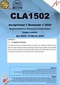 CLA1502 Assignment 1 (COMPLETE ANSWERS) Semester 1 2024 - DUE 15 March 2024