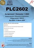 PLC2602 Assignment 1 (COMPLETE ANSWERS) Semester 1 2024 (206210)- DUE 11 March 2024