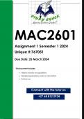 MAC2601 Assignment 1 (QUALITY ANSWERS) 2 Semester 1 2024 (767051)