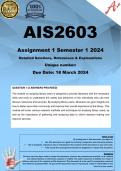 AIS2603 Assignment 1 (COMPLETE ANSWERS) Semester 1 2024 - DUE 18 March 2024 