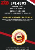 LPL4802 Portfolio Exam 30 May 2023 | The are my own accurate Answers (Footnotes and Bibliography included) Questions are removed to ensure no copyright infringement! 