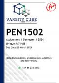 PEN1502 Assignment 1. (DETAILED ANSWERS) Semester 1 2024 (714881) - DISTINCTION GUARANTEED 