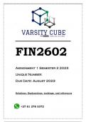 FIN2602 Assignment 1 (ANSWERS) Semester 2 2023 - DISTINCTION GUARANTEED