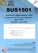 SUS1501 Assignment 1 (QUIZ COMPLETE ANSWERS) Semester 1 2024 