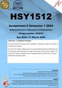 HSY1512 Assignment 2 (COMPLETE ANSWERS) Semester 1 2024 (843876) - DUE 31 March 2024 
