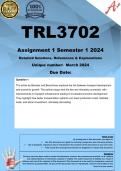 TRL3702 Assignment 1 (COMPLETE ANSWERS) Semester 1 2024 - DUE March 2024