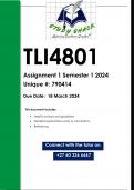 TLI4801 Assignment 1 (QUALITY ANSWERS) Semester 1 2024 (790414)