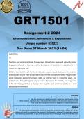 GRT1501 Assignment 2 (COMPLETE ANSWERS) 2024 (635223) - DUE 27 March  2024