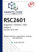 RSC2601 Assignment 1 (QUIZ ANSWERS) Semester 1 2024 - DISTINCTION GUARANTEED