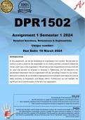 DPR1502 Assignment 1 (COMPLETE ANSWERS) Semester 1 2024 () -DUE 18 March 2024