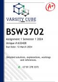 BSW3702 Assignment 1 (DETAILED ANSWERS) Semester 1 2024 - DISTINCTION GUARANTEED
