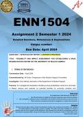 ENN1504 Assignment 2 (COMPLETE ANSWERS) Semester 1 2024 - DUE  April 2024 