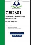 CRI2601 Assignment 2 (QUALITY ANSWERS) Semester 1 2024 
