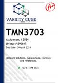 TMN3703 Assignment 1 (DETAILED ANSWERS) 2024 - DISTINCTION GUARANTEED 