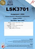 LSK3701 Assignment 1 (QUIZ COMPLETE ANSWERS) 2024