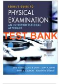 Test Bank for Seidel’s Guide to Physical Examination 9th Edition By Ball