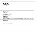 aqa GCSE BUSINESS (8132/1 )Paper 1 Influences of operations and HRM on business activity June 2022 Final Mark Scheme