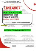 LML4807 PORTFOLIO MEMO - MAY/JUNE 2023 - SEMESTER 1 -  UNISA (DETAILED MEMO - DISTINCTION GUARANTEED!)