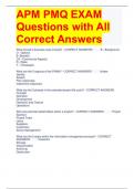 APM PMQ EXAM Questions with All Correct Answers 