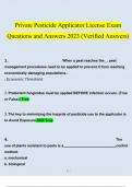 Private Pesticide Applicator License Exam Questions and Answers 2023 (Verified Answers)