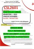 CSL2601 PORTFOLIO MEMO - MAY/JUNE 2023 - SEMESTER 1 - UNISA (DETAILED ANSWERS WITH FOOTNOTES/BIBLIOGRAPHY - DISTINCTION GUARANTEED!)