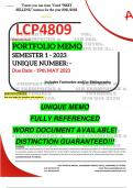 LCP4809 PORTFOLIO MEMO - MAY/JUNE 2023 - SEMESTER 1 - UNISA (DETAILED MEMO - DISTINCTION GUARANTEED!)