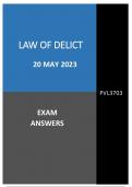 20 May 2023 Exam (answers) PVL3703 - Law Of Delict (PVL3703) 