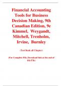 Financial Accounting Tools for Business Decision Making, 9th Canadian Edition, 9e Kimmel,  Weygandt, Mitchell, Trenholm, Irvine,  Burnley (Test Bank)