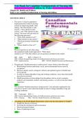 Test Bank for Canadian Fundamentals of Nursing, 6th Edition| Test Bank for Canadian Fundamentals of Nursing 6th Edition by Potter > All chapters 1-48 (+ 1400 Questions & Answers) A+ Score Guide.