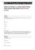 BIOS 135 WEEK 1 LATEST QUIZ WITH SOLUTIONS 2023-2024 UPDATE NEW EXAM
