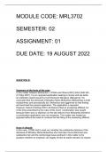 MRL3702 2022 SEMESTER 2 ASSIGNMENT 1