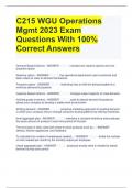 C215 WGU Operations Mgmt 2023 Exam Questions With 100% Correct Answers