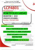 LCP4801 PORTFOLIO MEMO - MAY/JUNE 2023 - SEMESTER 1 - UNISA - (DETAILED ESSAY  - DISTINCTION GUARANTEED!)