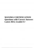 MAXIMA CERTIFICATION Exam Questions with Correct Answers Latest 2023 (Aready Graded A+)